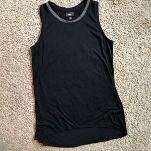 Soft black tunic top with bedazzled neckline